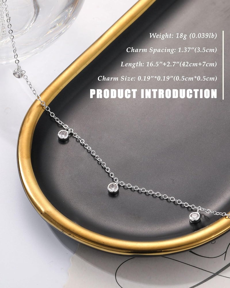 FUNEIA Dainty Silver Gold Necklaces for Women Trendy Non Tarnish 14K Gold Plated Cubic Zirconia Necklace Layered Cute Butterfly Heart Station Choker Necklace Stack for Wedding Prom Brides Jewelry - Image 4